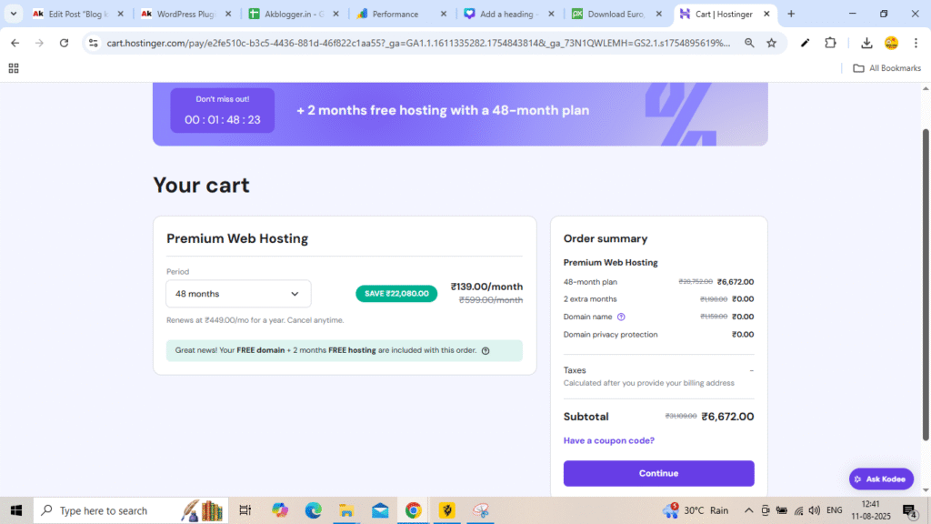 hostinge hosting plan
