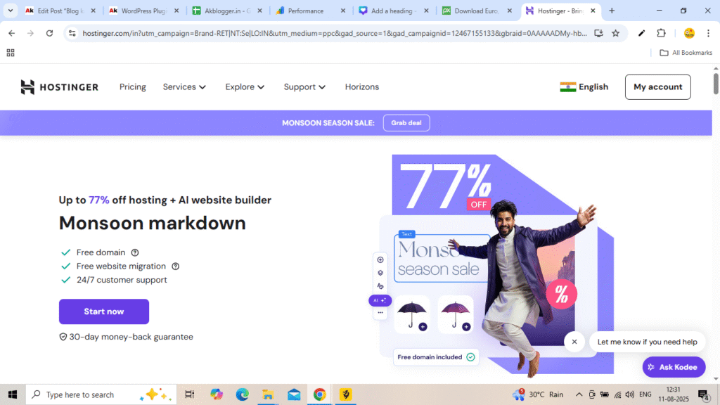 Hostinger hosting purchase