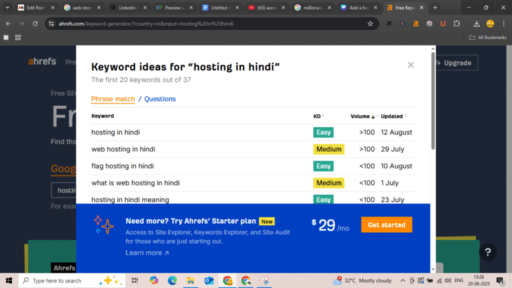 Ahrefs keyword difficulty search volume