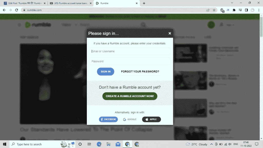 Rumble login