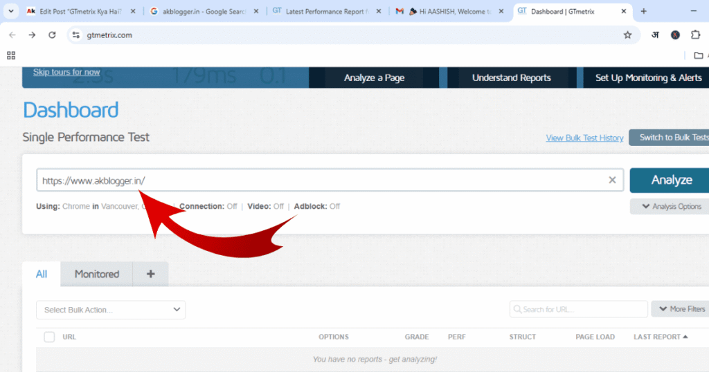 gtmetrix website url