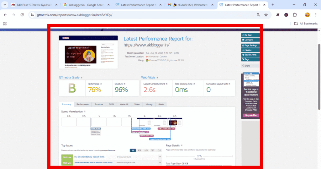 gtmetrix website checker