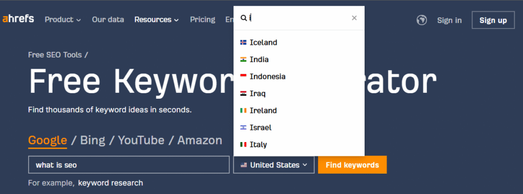 ahrefs keyword planner