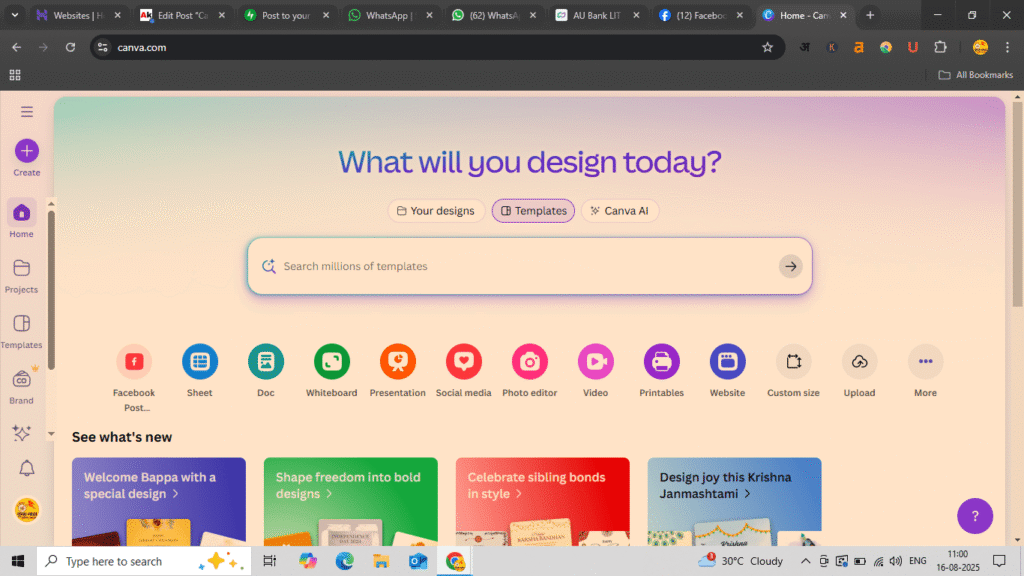 Canva dashboard