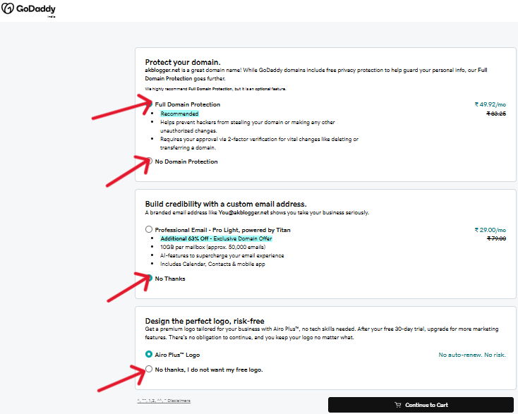 domain purchase extra service suggesions