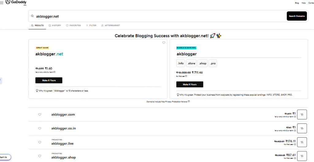 godaddy domain name suggession