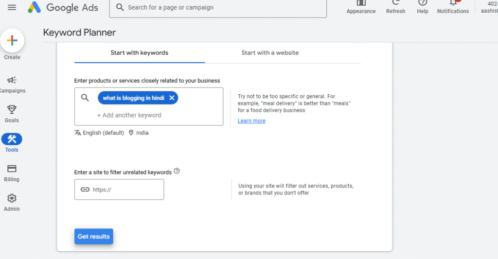 keyword planner keyword search