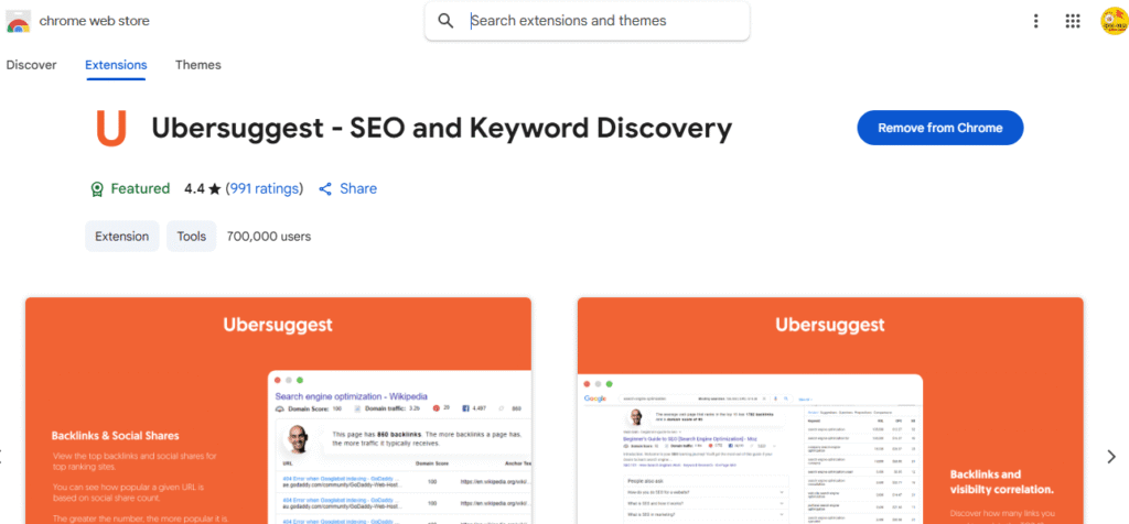 Ubersuggest Chrome Extension