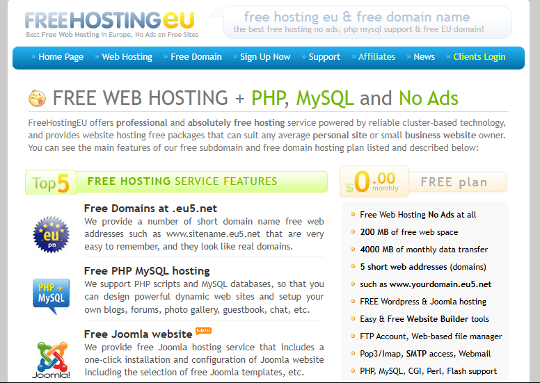 Free web hostingEU