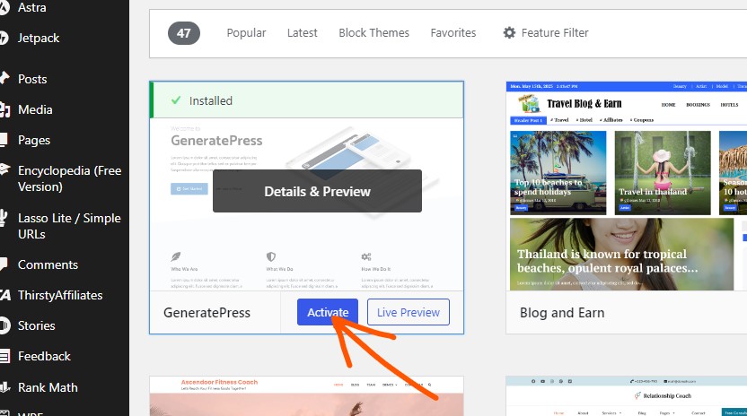 Generatepress theme