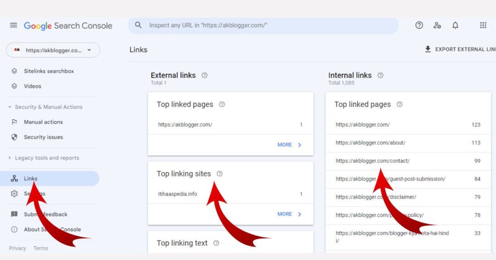 Google search console link