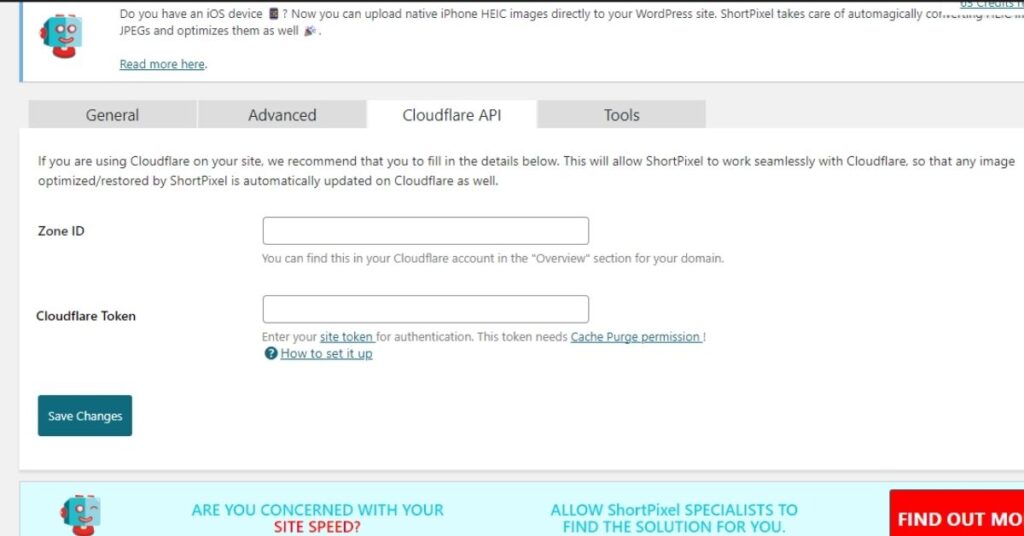 shortpixel cloudeflare api