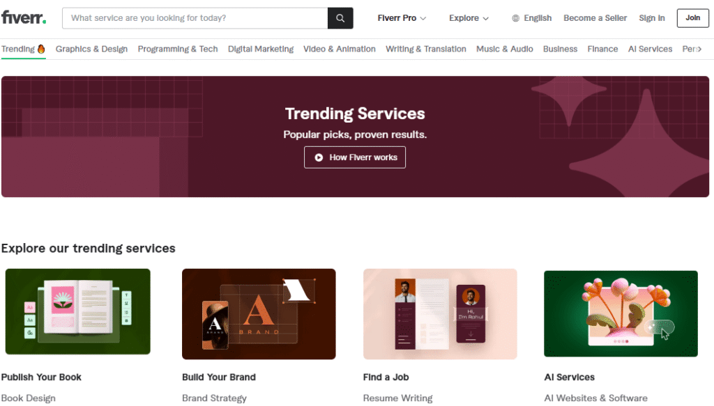 fiverr tranding category